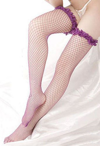 Sexy Lace Fishnet Stockings Women Mesh Tied Thigh High Hosiery Women Tights